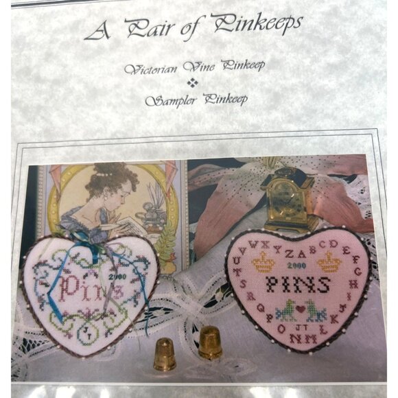 A Pair Of Pinkeeps Victorian Vine Sampler Pinkeep Cross Stitch Pattern - Picture 1 of 2